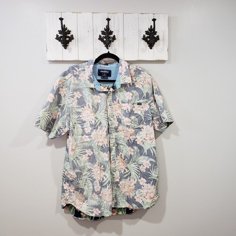 Chubbies Tropical Floral Button Up Shirt Short Sleeve Men’s XL Hawaiian